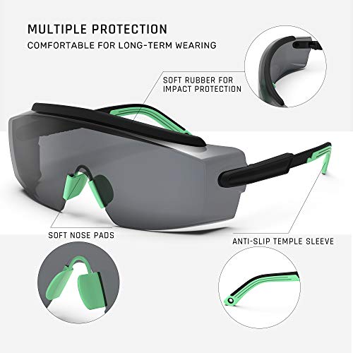 Anti Fog Safety Glasses Safety Goggles Over Glasses Protective Glasses with Anti Scratch Lenses Adjustable - color: Green
