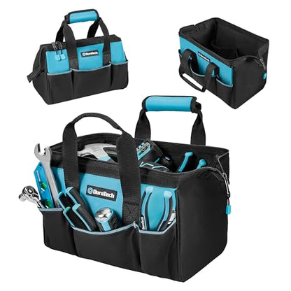 DURATECH 13-Inch Small Tool Bag with 9 Pockets, Tool Bags for Men Women, Toolbag with Thickened Fabric, Wide Open Mouth Tool Carrier for Mechanic Electrician Plumber HVAC - size: 13 Inch