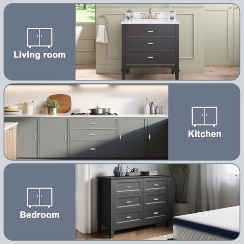 5 Pack Brushed Nickel Kitchen Cabinet Knobs Single Hole Dresser Pulls with Zinc Alloy Base Stainless Steel T Bar Drawer Knob for Bedroom Bathroom - color: Brushed Nickel, size: Single Hole-2inch Length