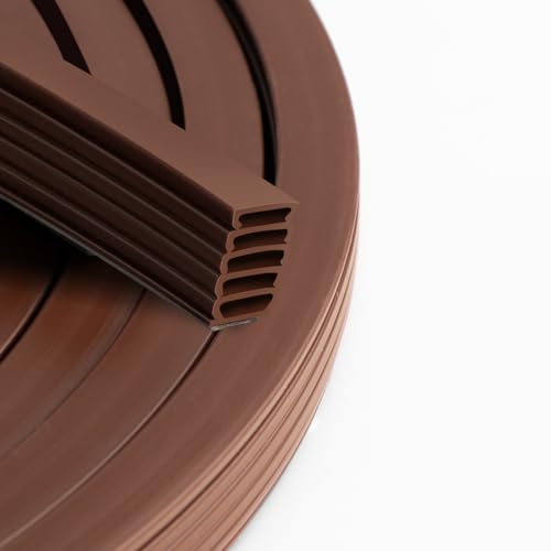 Rubber Weather Stripping Door Seal Strip, Self-Adhesive Backing D-Shape Door Weatherstripping for Door Frame Insulation Large Gap, Easy Cut to Size (Brown) - color: Brown