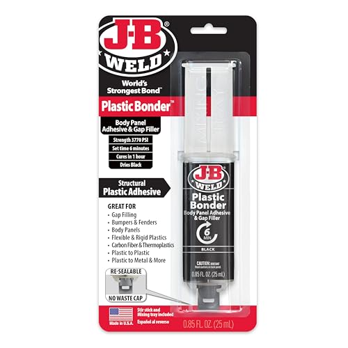 J-B Weld 50139 Plastic Bonder Body Panel Adhesive and Gap Filler Syringe - Black - 25 ml - size: 25 Ml