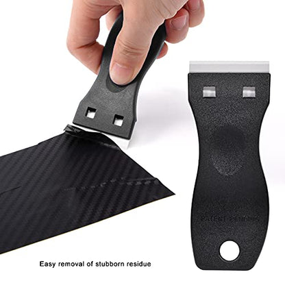 FOSHIO 2PCS Plastic Razor Blade Scraper Tool and 100PCS Plastic Blades for Gasket Remover, Sticker Remover, Labels Decal and Adhesive Remover for Windows and Glass (Dark Black) - color: Dark Black