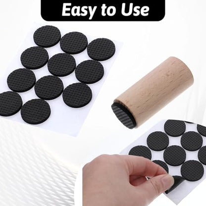 Prasacco 108 Pcs Non Slip Furniture Pads, 1 Inch Round Black Plastic Rubber Furniture Pads, Anti Slip Table Legs, Chair Leg Floor Protectors