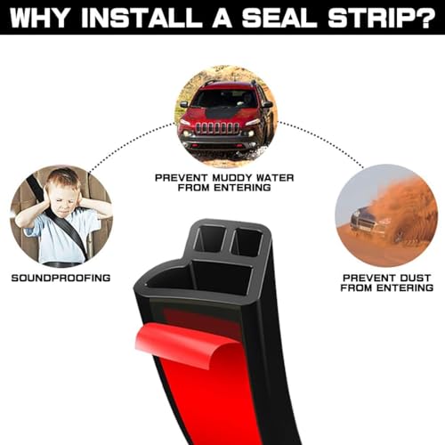 66FT Universal Car Weather Stripping, Self-Adhesive Door Rubber Seal Strip, Auto Engine & Window Noise Insulation (47/100" x 2/5") - size: 65.6 Feet Long