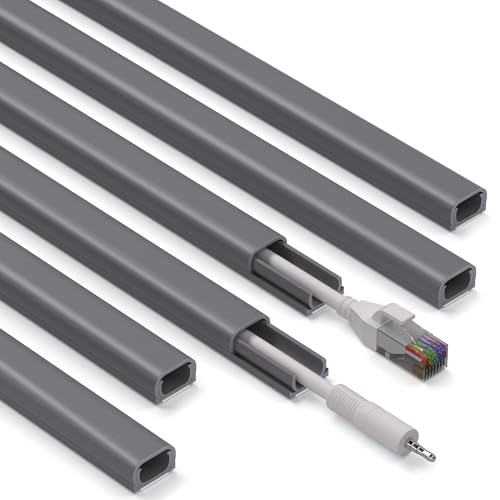 ZhiYo 85in Cord Covers for Wires on Wall, 1 Mini Cord Hider Wall, Self-Adhesive Wire Covers for Cords, Paintable TV Cable Hider Cable Management Kit, 6X L14.2in, W0.46in H0.3in, CMR05 Gray - color: Grey, size: W0.46in X H0.3in X L85in