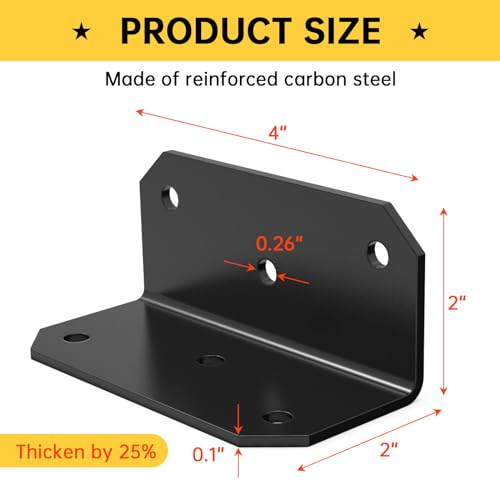 2x4 Galvanized Corner Brace, 90 Degree Angle Iron Brackets with Holes,Heavy Duty L Bracket for Wood Fence , Angle Brackets for Shelves , Raised Garden Bed Steel Corner Brackets (4pcs) - size: 2x4 inch ( 4 Pack )