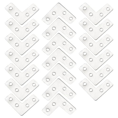 Hordion 20Pcs 1.6 x 1.6 Inch L Shape Bracket Flat Corner Brace (40 X 40mm), Right Angle Bracket Silver Heavy Duty Repair Mending Plates for Wood Furniture Chair Drawer Cabinet - size: 1.6*1.6''/40*40mm