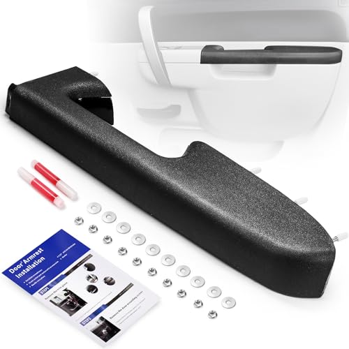 22818470 Front Right Passenger Side Armrest Repair Kit Compatible with 2010-2014 Chevy Silverado and GMC Sierra 1500 2500HD 3500HD, Designed for Door Panel with Release Handle Below Armrest, Black - color: 22818470 Black Passenger Side Armrest
