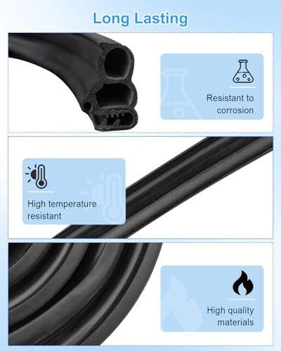 Automotive Door Weather Stripping, Car Door Rubber Seal Strip Trim with EPDM 3 Side Bulbs, Car Door Edge Trim Seal Strip Gasket for Trucks RVs Camper Boats Cabinets and Home Applications, 15FT - size: 15 Feet
