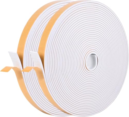 Self Adhesive Foam Tape Weatherstrip 1/2in x 1/4in x 42Ft High Density Foam Insulation Strips Foam Seal Weather Stripping with Strong Adhesive for Door and Window Sound Isolation Soundproofing, White - size: 1/2in x 1/4in x 42Ft