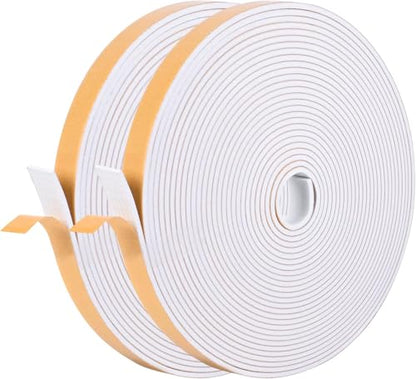 Self Adhesive Foam Tape Weatherstrip 1/2in x 1/4in x 42Ft High Density Foam Insulation Strips Foam Seal Weather Stripping with Strong Adhesive for Door and Window Sound Isolation Soundproofing, White - size: 1/2in x 1/4in x 42Ft