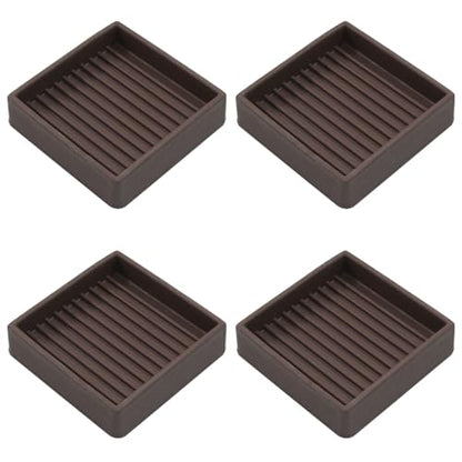2 Inch Non Skid Furniture Grippers Square Brown Rubber Floor Protectors, 2"x2" Non_Slip Furniture Pads for Wood Floor Bed Couch Stoppers(4Pcs)