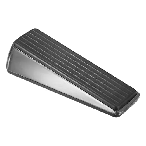 M METERXITY Door Stoppers, 1.3 Inch/32mm Tall Zinc and Rubber Door Stop for Bottom of Any Heavy Door/Any Floor, Door Wedge with Non-Skid Rubber Base Grip [Titanium Black] - color: Titanium Black