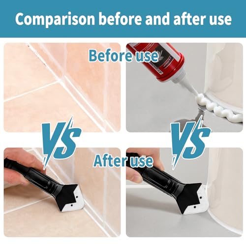 Silicone Caulking Tool Kit，Glass Glue Angle Scraper,Floor Glue Scraper， Caulk Remover Tool, Stainless Steelhead Caulk Remover and Sealant Scraper, Caulk Remover for Kitchen，Bathroom，Window，Joint,