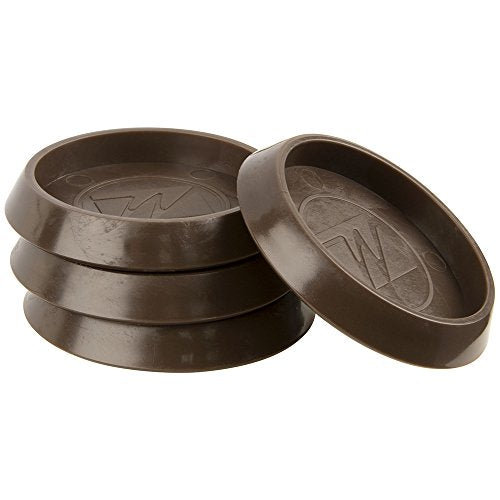 SoftTouch 1-11/16" Round Reusable Furniture Caster Cups for Couches, Chairs, Tables on Carpet or Hard Surfaces, Furniture Wheel Caster Cups with Vinyl Base, Set of 4, Brown