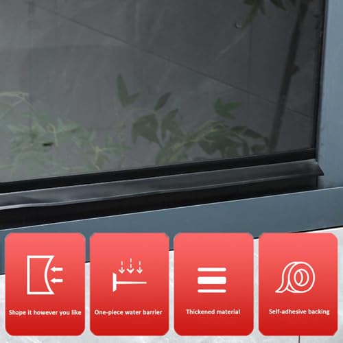 Door Rain Drip Edge Exterior Rubber Weather Stripping, Outdoor Self-Adhesive Window Rain Deflector, Weatherproof Sill Water Barrier Strip for Sliding Window Overhang & Sill - size: Width 4.5cm Length 1.5m