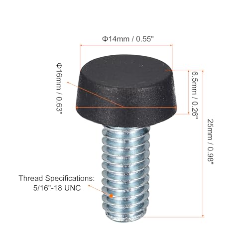 uxcell Adjustable Furniture Feet, 12Pcs 5/16"-18 UNC Thread - Furniture Leveling Leg Screw in Threaded for Table, Chairs, Sofa, Wardrobe (Black)