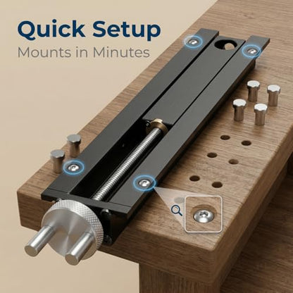 Woodworking Bench Tail Vise, 0-110 mm Stroke Range Solid Aluminum Alloy Screw Rod Bench Vises with Anodized Oxidation Wear Resist Wood Vise for Woodworking Metal Drilling