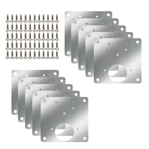 10 Pcs Cabinet Hinge Fixing Plate,5 Hole Model Durable Stainless Steel Hinge Fixing Plate with Screws for Shelves Cabinets Wood and Furniture
