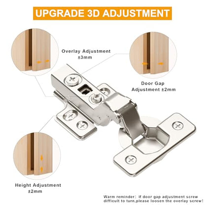 20pcs Inset Cabinet Hinge Frameless Concealed Door Hinges European Soft Closing Four-Hole Mounting Plate Hinges Nickel Plated Finish - color: Inset, size: 10 Pairs