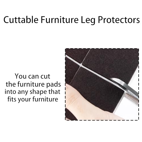 2inch Square Felt Furniture Pads, 16Pcs Self Adhesive Cuttable Felt Furniture Leg Pads Floor Protectors Furniture Sliders for Hardwoods Floors, Brown - size: 2x2inch