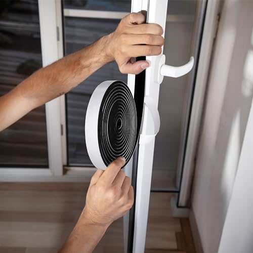1/2in x 1in Weather Stripping Foam Insulation Tape, Doors, Windows, Sliding Door, A/C, Soundproofing, Draft Stopper, Shock Absorption (1/2" T x 1" W x 15 Ft L) - size: 1/2" T x 1" W