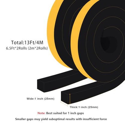 Closed Cell Window Insulation Weather Stripping, Insulation Tape for Door, Soundproof Door Weather Stripping, Adhesive Foam Gasket Tape, Anti-Bug, Weatherproof (1 in x 1 in x 13Ft) - size: 1 In x 1 In x 13Ft