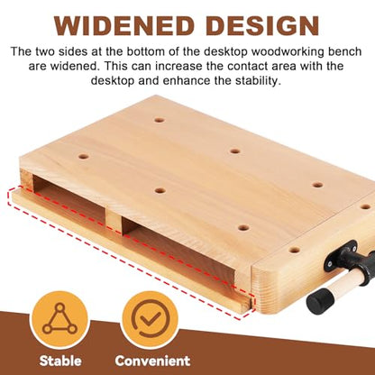 Large Portable Workbench Hard Woodworking Vise Hard Wood Vise w/Ruler & Gloves, 19.68" * 11.81" Woodworking Bench Vise for DIY