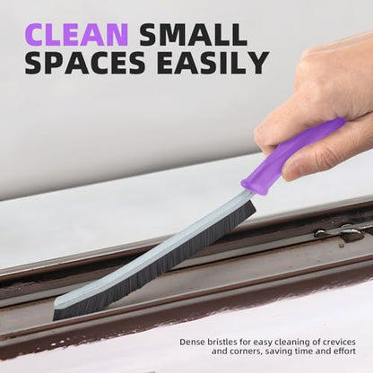FOOGWEE Hard Bristle Crevice Cleaning Brush - Cleaning Supplies - Grout Cleaning Brushes for Household Use - Crevice Cleaning Tool for Bathroom, Home and Kitchen (3, Purple) - color: Purple