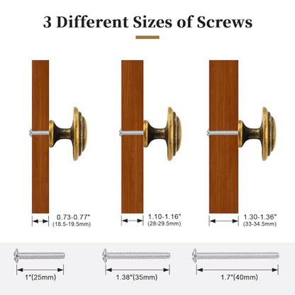Gobrico 5 Pack 1-3/8 Inch Round Cabinet Knobs Antique Brass Top Ring Handles Bifold Kitchen Wardrobe Drawer Pulls - color: Antique Brass