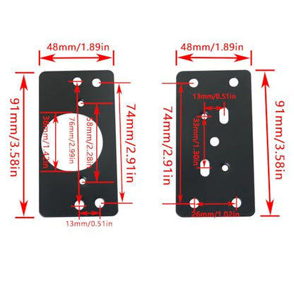 2 Sets Black Stainless Steel Repair Plate Multi Hole Hinge Mounting Plate Furniture Restoration Tool Suitable for Cabinet Storage Units Wardrobes Dressers