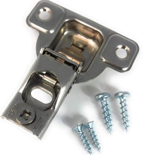 Salice E-Centra Nickel-Plated Metal 106-degree 9/16-inch Overlay Screw-on Face Frame Hinge with 2 Cams (2)
