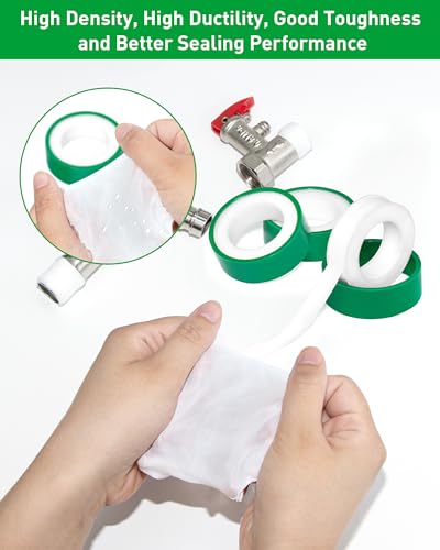 3 Roll Plumbers Tape, Teflon Tape, -374 to 536 Degree F Temperature Range, High Density 0.45g/cm, Water Pipe Sealing Plumbing Tape, Duct Tape, L 390 in x W 0.47 in³. Green - style: Green 0.47 in *3 Roll