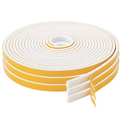 Adhesive Foam Tape 59 Feet, Soundproofing Neoprene Rubber Tape Door Insulation Weather Weatherproof Stripping, 1/2" Wide X 1/8" Thick, 19.7 Ft X 3 Rolls - color: White, size: 1/2 In x 1/8 In x 59Ft