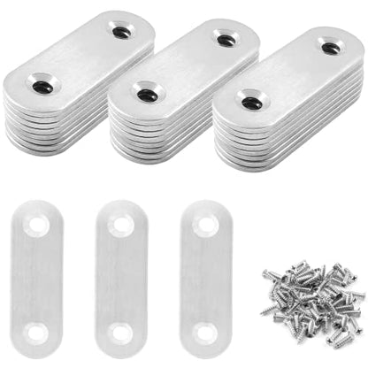 Jiozermi 24 Pcs Straight Brace, Flat Brace 2” x 0.6”, Stainless Steel Straight Bracket, Mending Joining Plates for Wood, Board, Bed Frame, Furniture & Shelves, Silver - size: Silver, 2” x 0.6”, 24 Pcs