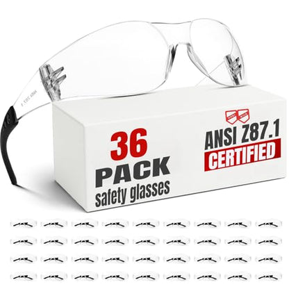 Z87 Safety Glasses for Men 36pack, Clear Safety Glasses for Women, Scratch&Impact-Resistant Eye Protection Glasses with ANSI Z87.1 Certification - color: 36pcs-clear
