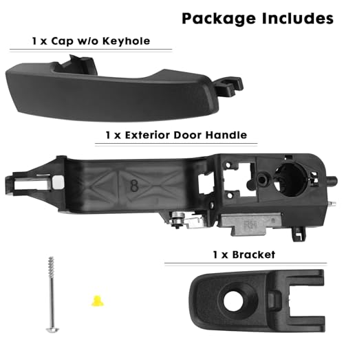 SHACHAR Exterior Door Handle Kit, Front Left Driver Side 8S4Z-5422404-AA Compatible with Ford Focus 2008-2011, Cap w/Keyhole 8S4Z-54218A14-AA, Bracket 8S4Z-5426685-B Matte Black - size: Front Left Driver Side