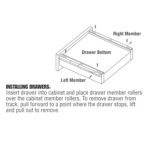 Prime-Line MP7212 Drawer Slide Kit – Replace Drawer Track Hardware – Self-Closing Design –Fits Most Bottom/ Side-Mounted Drawer Systems –19-3/4 In. Steel Tracks, Plastic Wheels, White (1 Pair)