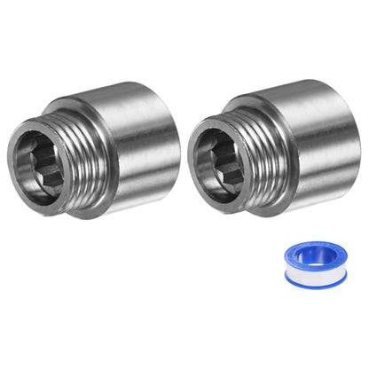 M METERXITY Shower Head Extension Arm, Stainless Steel G1/2 Male to Female Extension Pipe Fitting Adapter with PTFE Thread Seal Tape for Shower/Faucet, Pipe Plumbing Coupler 1.18"/30mm 2-Pack - size: 1.2"/30mm