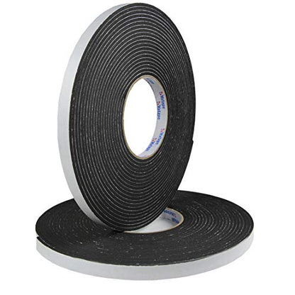 Seal Foam Tape,1/8" Thick-1/2-33ft 2Rolls, Weather Stripping for Door and Window,High Density Single Sided Closed Cell Door Insulation Weather Strip, Black