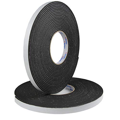 Seal Foam Tape,1/8" Thick-1/2-33ft 2Rolls, Weather Stripping for Door and Window,High Density Single Sided Closed Cell Door Insulation Weather Strip, Black