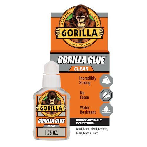 Gorilla Clear Glue, 1.75 Ounce Bottle (Pack of 1) - Crystal Clear, All Purpose, and Water Resistant - size: 1 - Pack, style: 1.75 Ounce