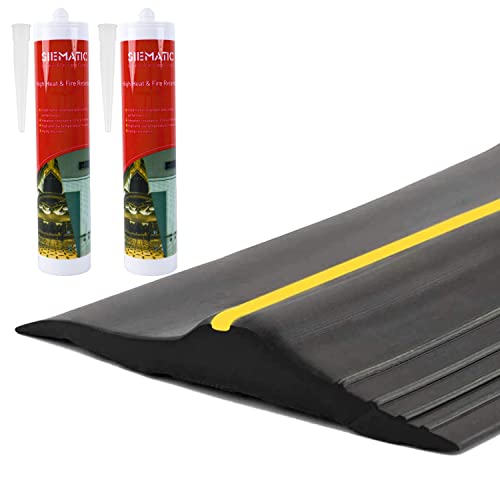 ToLanbbt 20Ft/6M Universal Garage Threshold Seal Strip with 300ml Black Sealants/Adhesives, Garage Door Bottom Weatherproof Strip Rubber DIY Weather Stripping Replacement (Black+Yellow) - color: Black+Yellow, size: 20 Ft (incl. 2 adhesives)
