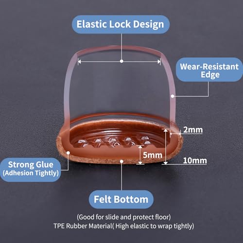 Silicone Chair Leg Floor Protectors with Felt, 16PCS Chair Leg Protectors for Hardwood Floors, Clear Furniture Cup Chair Leg Covers to Protect Floors, Anti-Scratches&Noice(Round,Fit:1.1"-1.4") - size: L-16PCS-(Fit:1.1-1.4 inch)-Clear