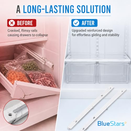 BlueStars 240530601(Left) & 240530701(Right) Refrigerator Pan Hangers, Drawer Slide Rail Replacement, Drawer Hanger – For Kenmore & Frigidaire Refrigerators – Replaces 240460401, 240460501