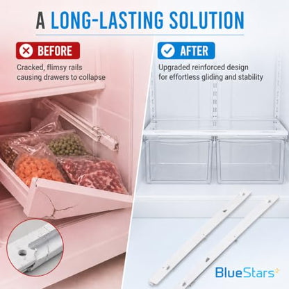 BlueStars 240530601(Left) & 240530701(Right) Refrigerator Pan Hangers, Drawer Slide Rail Replacement, Drawer Hanger – For Kenmore & Frigidaire Refrigerators – Replaces 240460401, 240460501
