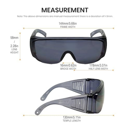 Calabria Fit Over Safety Glasses | Polarized Sunglasses Over Glasses | Wrap Around Anti-Fog | Scratch Resistant | Unisex - color: Copper/Grey/Green (3 Pack)