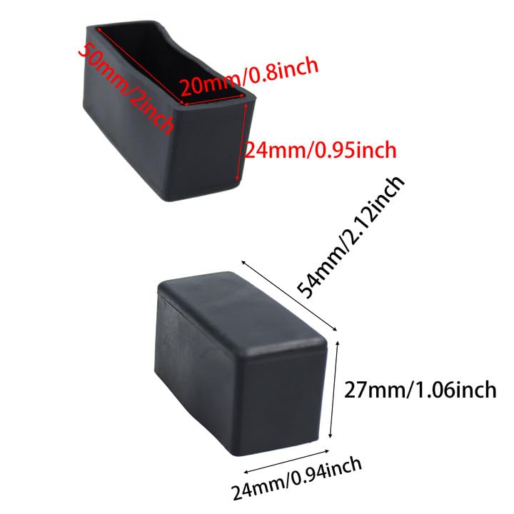 12PCS 0.8”X2” Rectangle Chair Leg Caps, Flexible PVC Furniture Foot Protectors, Non-Slip Table Feet Covers, Elastic Floor Protection for Chairs, Stools, Tables, Black - size: 0.8”X2”