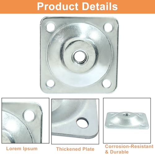 Set of 4 Leg Mounting Plates Kit, M8 Thread Furniture Sofa Legs Attachment Plates T-Plate for Repairing Damaged Sofa Couch Seats, with Hanger Bolts, Screws (Silver) - color: Silver, size: 5/16" (M8) -No Angle
