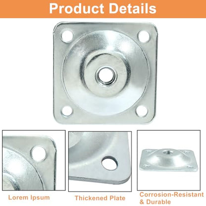 Set of 4 Leg Mounting Plates Kit, M8 Thread Furniture Sofa Legs Attachment Plates T-Plate for Repairing Damaged Sofa Couch Seats, with Hanger Bolts, Screws (Silver) - color: Silver, size: 5/16" (M8) -No Angle